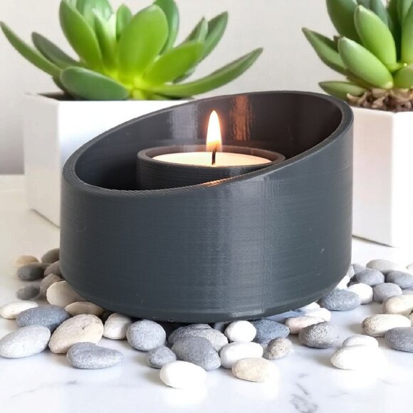 Modern Beveled Tealight Candle Holder w/LED Tea Light Multi-Color - Picture 12 of 15